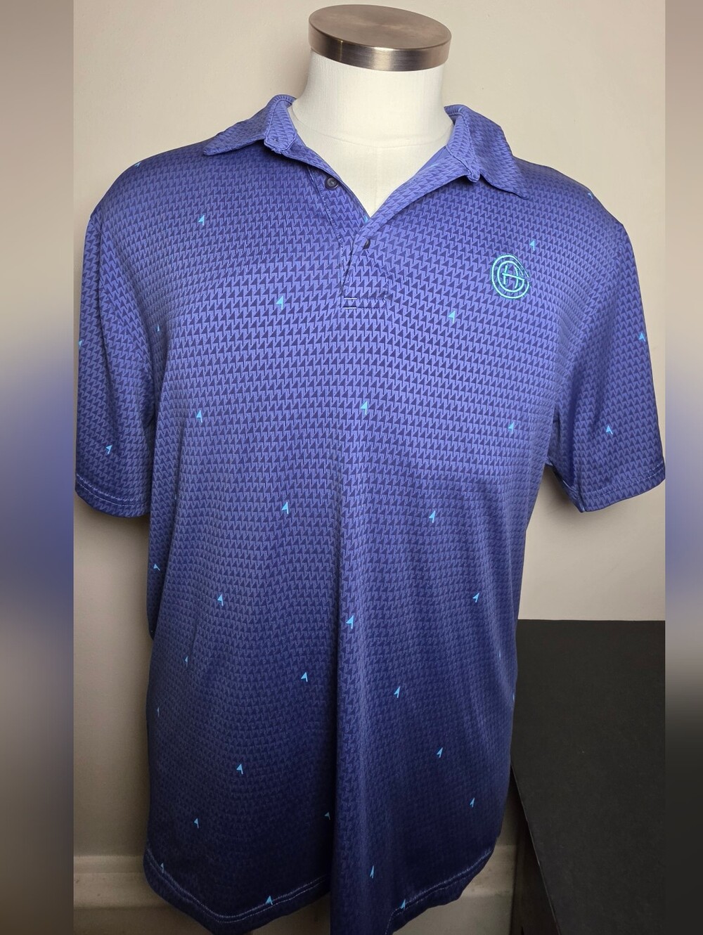 Under Armour Purple Geometric-Print Polo with Teal Logo